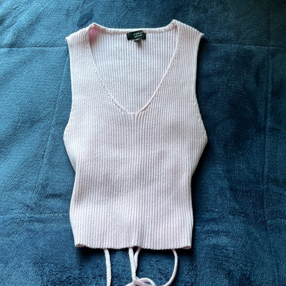 Pink tie tank top